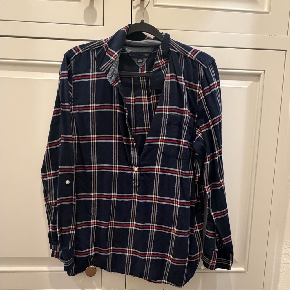 Women’s Navy Plaid Shirt